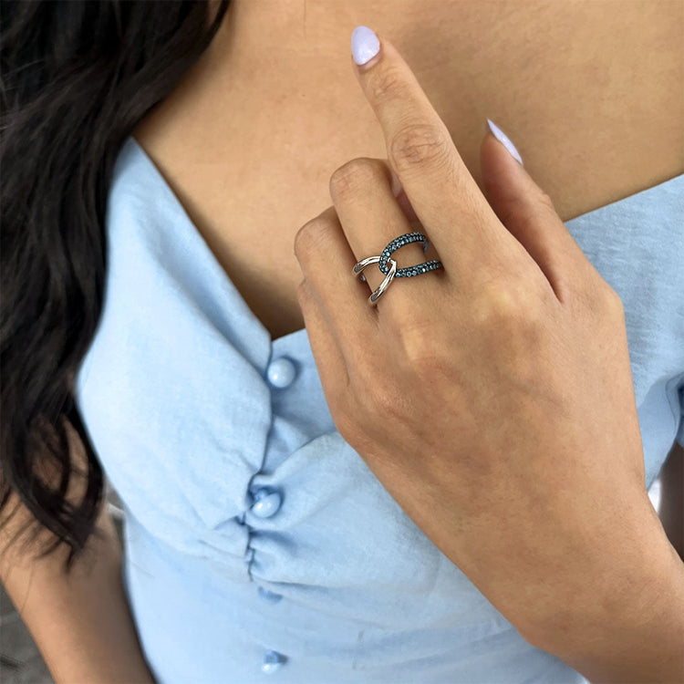 Unique Blue Diamond Accent Engagement Ring | Barkev's